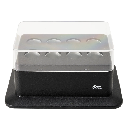 Picture of Magnetic Block types, Black,Heating block, used for 5mL tubes, 8 holes, cone bottom, Accessories of Thermo Mix,  18900405