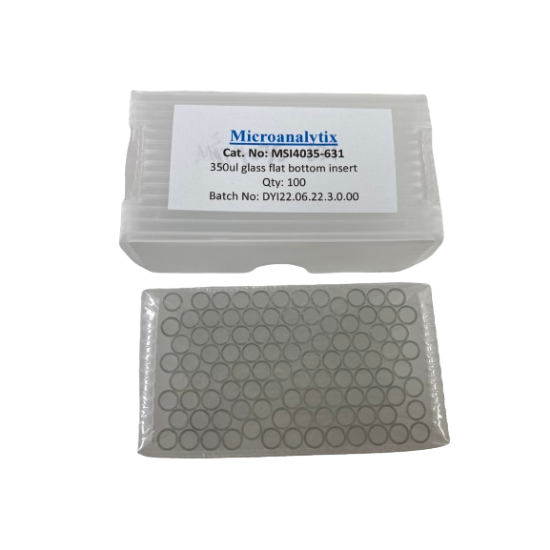 Picture of 350ul glass flat bottom insert, pk100,  MSI4035-631