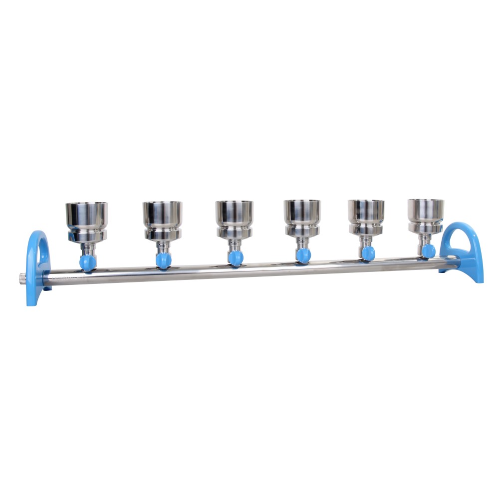 180601-02  MultiVac 601-MB, 6-Places StainlessSteel Manifold with 100ml S.S. filter funnel
