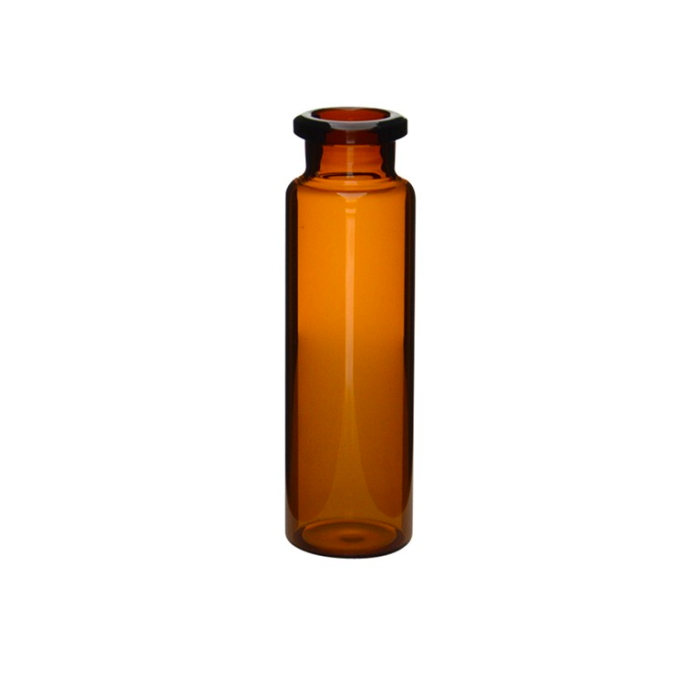 20mL Amber Headspace Vial, 23x75mm, Flat Bottom, 20mm Beveled Crimp Top 320020-2375A