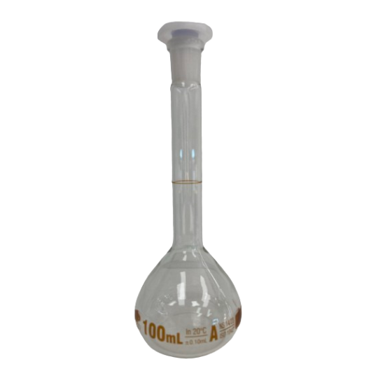 Picture of Volumetric Flasks, Clear, Class 'A' with Batch Certificate, 100ml, Amber Circle, pk2, MS 3600.102.08