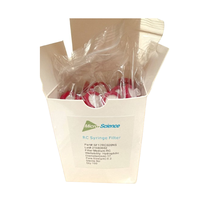 17mm Regenerated Cellulose  Syringe Filter 0.20um, Non-sterile, PP housing, bx100,  MS SF17RC020NS