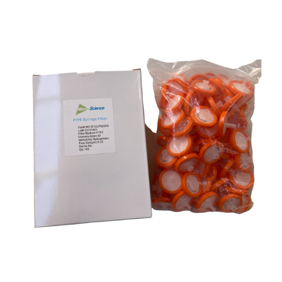 Picture of  33mm PTFE Syringe Filter 0.22um, Non-sterile, BX100,  MS SF33JP022NS