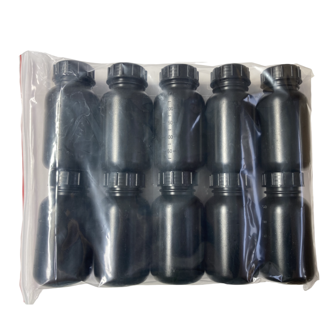 250ml bottle Black Round bottle with Lid HDPE, 1580-02