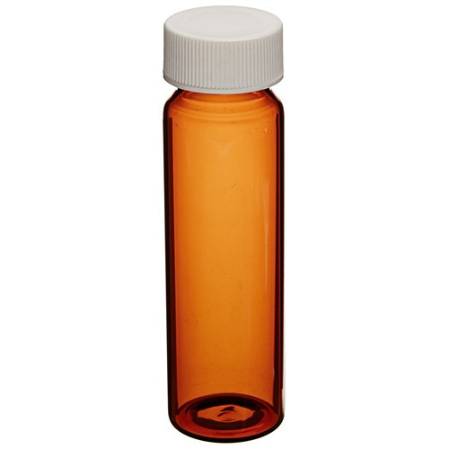 Precleaned - 40mL Amber Vial, 24-400mm Solid Top White Polypropylene Closure, PTFE Lined 9A-089-2