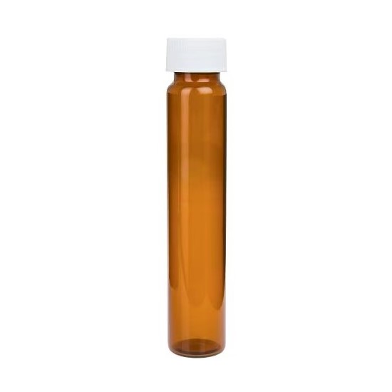 Precleaned & Certified - 60mL Amber Vial, 24-400mm Solid Top White Polypropylene Closure, PTFE Lined , pk 72, 9A-129-3