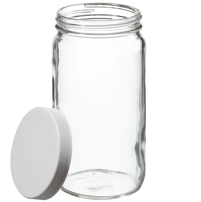 Precleaned - 128 oz, 4000mL Tall Wide Mouth Jar, 157x256mm, 89-400mm Thread, White Closure, PTFE Lined  9-194-2