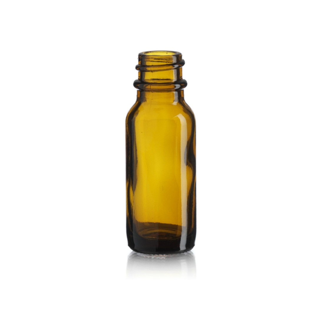 1/2 oz, 15mL Amber Boston Round Bottle, 25x68mm, 18-400mm Thread D0167-1/2