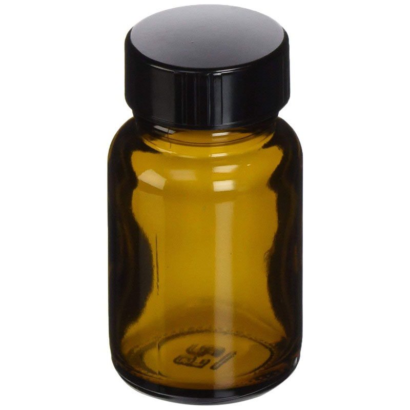 4 oz, 120cc Amber Packer, 54x95mm, 38-400mm Thread, Phenolic Closure, PE Cone Lined D0173-4