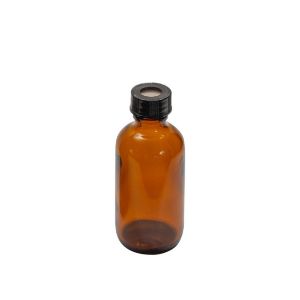 Picture of 2 oz, 60mL Amber Septum Bottle, 39x94mm, 20-400mm Open Top Black PP Cap, PTFE/Silicone Septa  9A-161