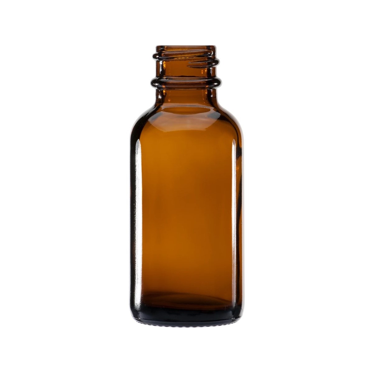 1 oz, 30mL Amber Boston Round Bottle, 31x79mm, 20-400mm Thread - Bulk Pack D0167B-1
