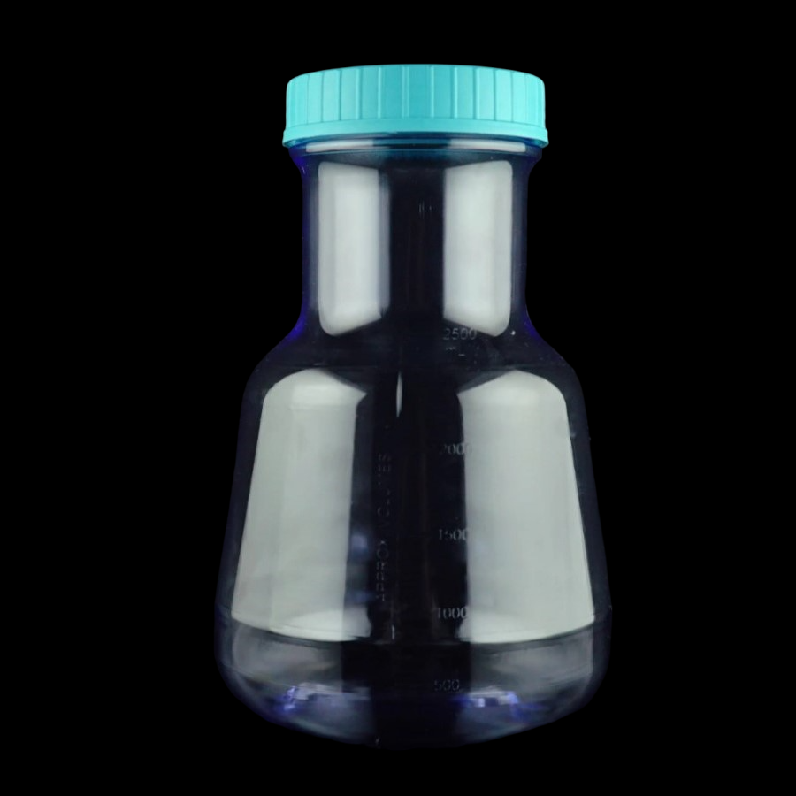 3 Liter Wild-mouth Efficient Erlenmeyer Flask，Seal Cap,  Plain BottomPC Bottle, HDPE Cap, Sterile, 1/pk, 4/cs 786501