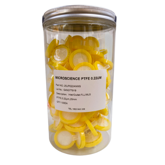Picture of 25mm PTFE Syringe Filter 0.22um, Non-sterile, PP housing, bx100, 25JP022ANMS