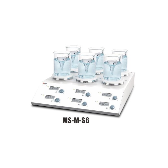 MS-M-S6, 6-Channel Digital Magnetic  Stirrer, Aluminum cover with ceramic coating, 8030351100