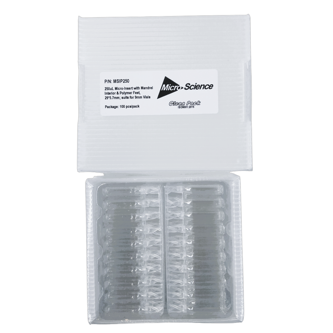 250µL SILANIZED Glass Big Mouth Conical Limited Volume Insert, 6x29mm, Precision-Formed Mandrel Interior, w/Bottom Spring, MSIP250-D