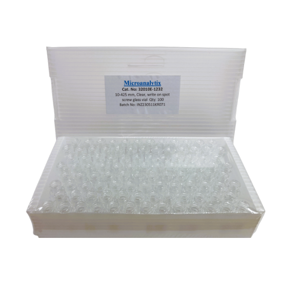 Picture of 1.5ml Clear Glass Screw Neck Vial w/Write-on Spot, 10-425mm Thread,bx100, MSV32010E-1232(100)