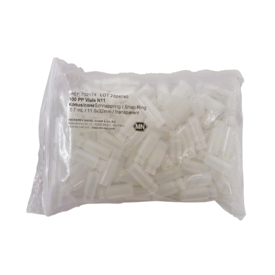 Picture of Snap ring/crimp neck vial, N 11, 11.6x32.0 mm, 0.7 mL,round bottom insert,PP tr. 702174