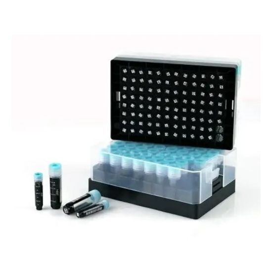 Picture of 1.0 mL 3-Code Cryogenic Tubes，External Thread, 12*8 Rack, Sterile，96 pcs/rack, 10 racks/case, 960 pcs/case, 612751