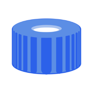 Picture of Screw closure N 9, PP, blue, hole, Sil. w./Polypropylene colorl, 1.0mm, pk100, 702406