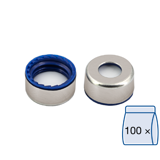 Picture of Screw closure, N 9, PP/steel, magn., c. hole, Sil./PP, 1.0mm, pk 100,  702407