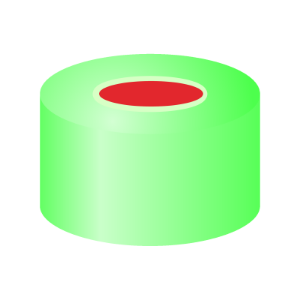 Picture of Crimp closure, N 11, alu.,green, center hole, Natural Rubber/ETFE, 1.0 mm, pk100, 70246.1
