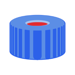 Picture of Screw closure, N 9, PP, blue, center hole, Natural Rubber/ETFE, 1.0 mm, pk100, 702460